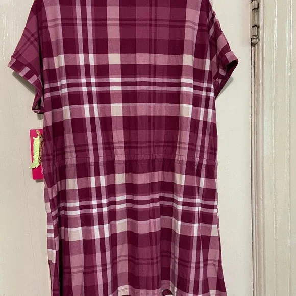 Feathers Maternity plaid short sleeves shirt dress  1X - Picture 9 of 10
